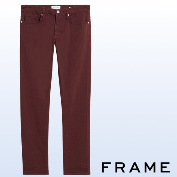 FRAME Men's L'Homme Slim Fit Jeans in Garage Maroon - 36 - Picture 5 of 14